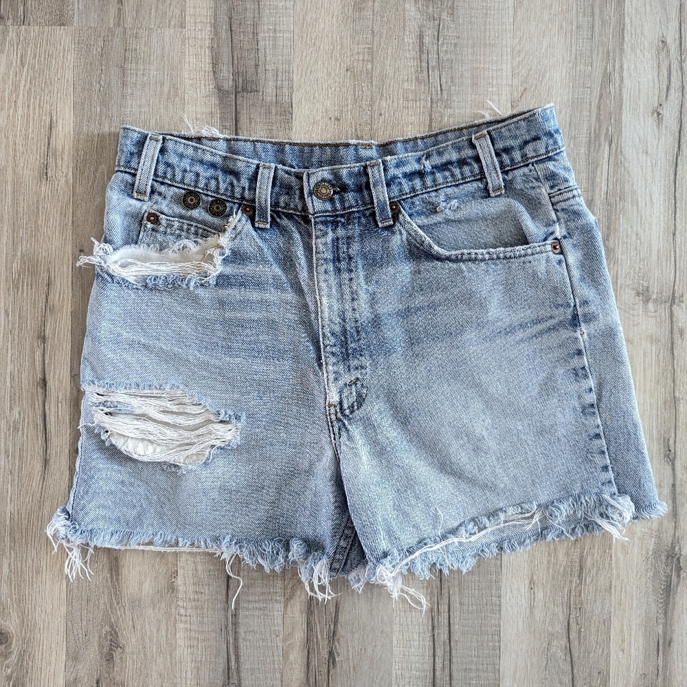 Vintage Levi's Light Blue Distressed Jean Shorts